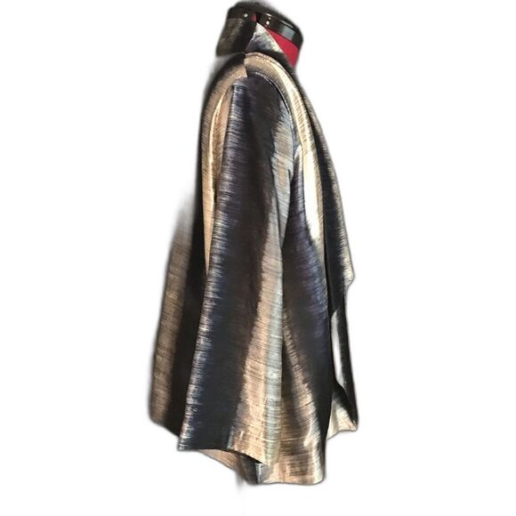 Chico’s Jacket Women’s Size Large Blue Shimmer Three-Quarter Sleeve Open Front - Picture 3 of 9